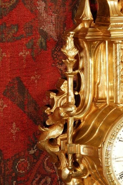 fig 3. Superb Antique French Gothic Cartel Wall Clock ~ Panthers.